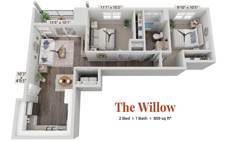 Edgewater at Virginia Lake The Willow apartment floorplan